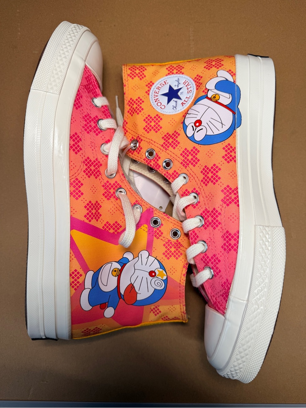 Converse Kids High-Top Sneakers with Doraemon Graphics - Pink & Orange